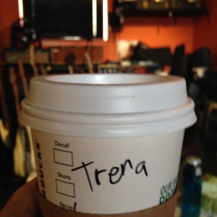 Trena at Starbucks. Not awake enough to care.